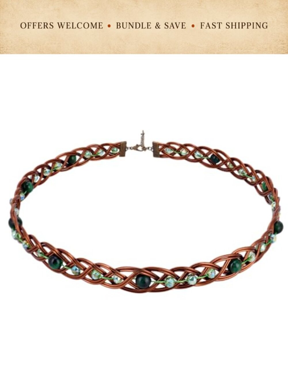 Handmade Natural Stone Braided Fairy Circlet Headband Adjustable One Size